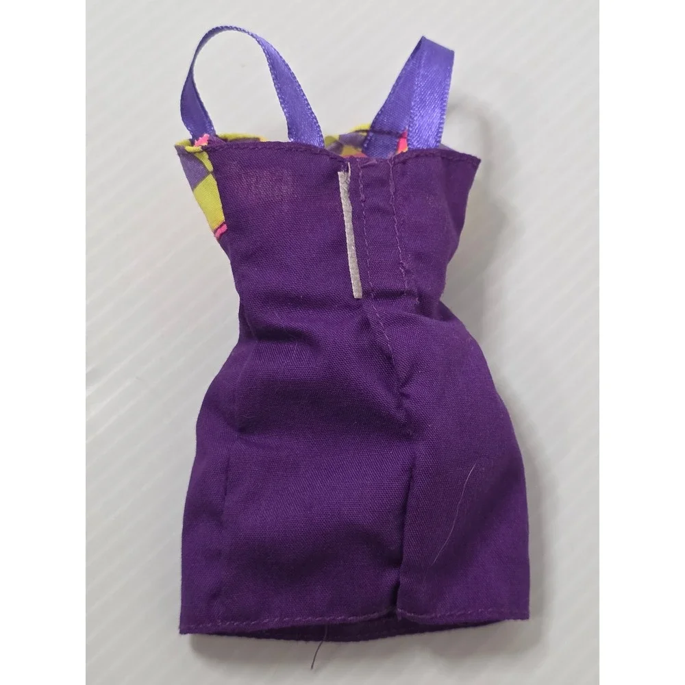 Vintage‎ Barbie Purple Dress Neon Checkered Top Mattel 1980s 1990s